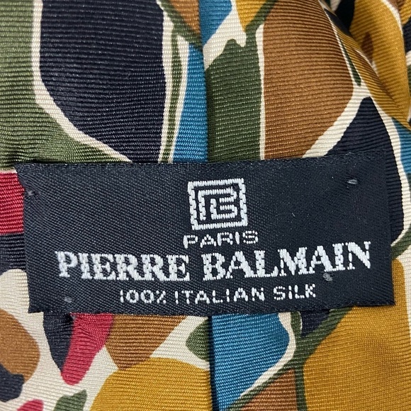 PIERRE BALMAIN Paris Silk Tie Deep Jewel Tones Italian Silk - Picture 4 of 5
